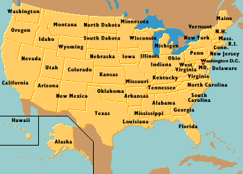 Map of the United States - Click and Point to the State you want