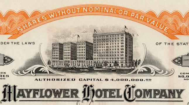 Mayflower Hotel Company Washington DC stock certificate 